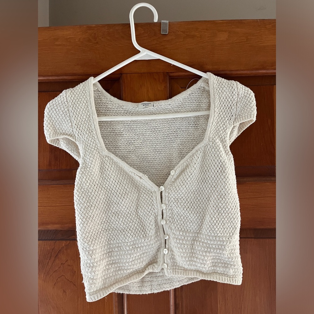 Abercrombie & Fitch crochet button-through top